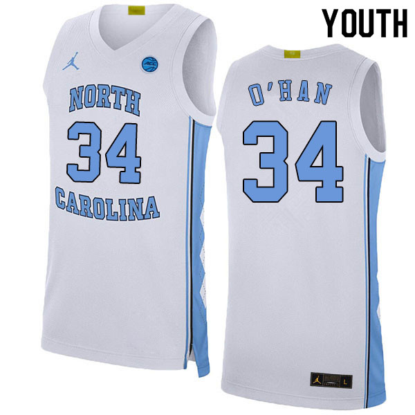 2020 Youth #34 Robbie O'Han North Carolina Tar Heels College Basketball Jerseys Sale-White - Click Image to Close
